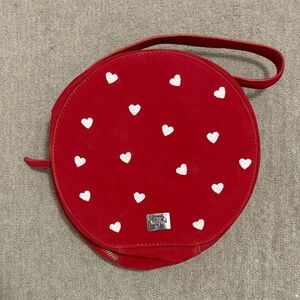 Valfre Red Heart-Patterned Round Cosmetic Travel Bag